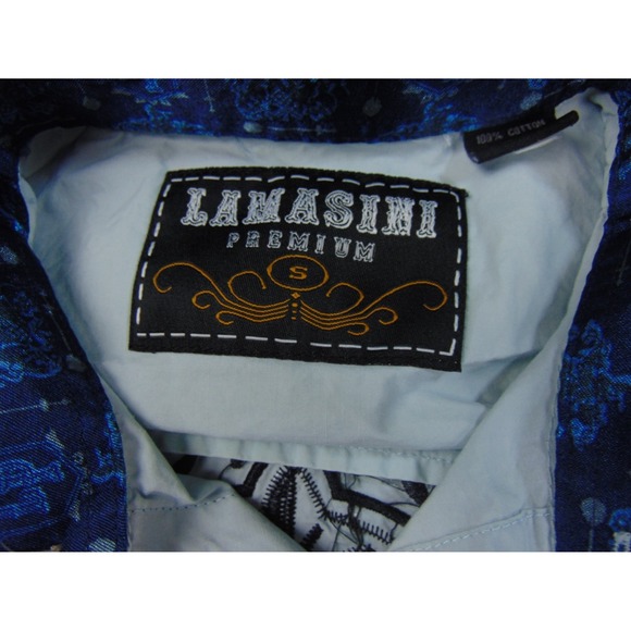 Lamasini Premium Shirt Mens Small Light Blue Cross Embroidered Western Cowboy - Picture 7 of 8